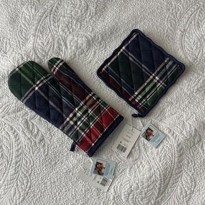 Plaid Oven Mitt and Pot Holder Set NWT